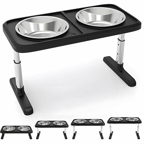 Wowmtn Adjustable Height Raised Pet Stand Feeder with 2 Stainless Steel Bowls 93AZ